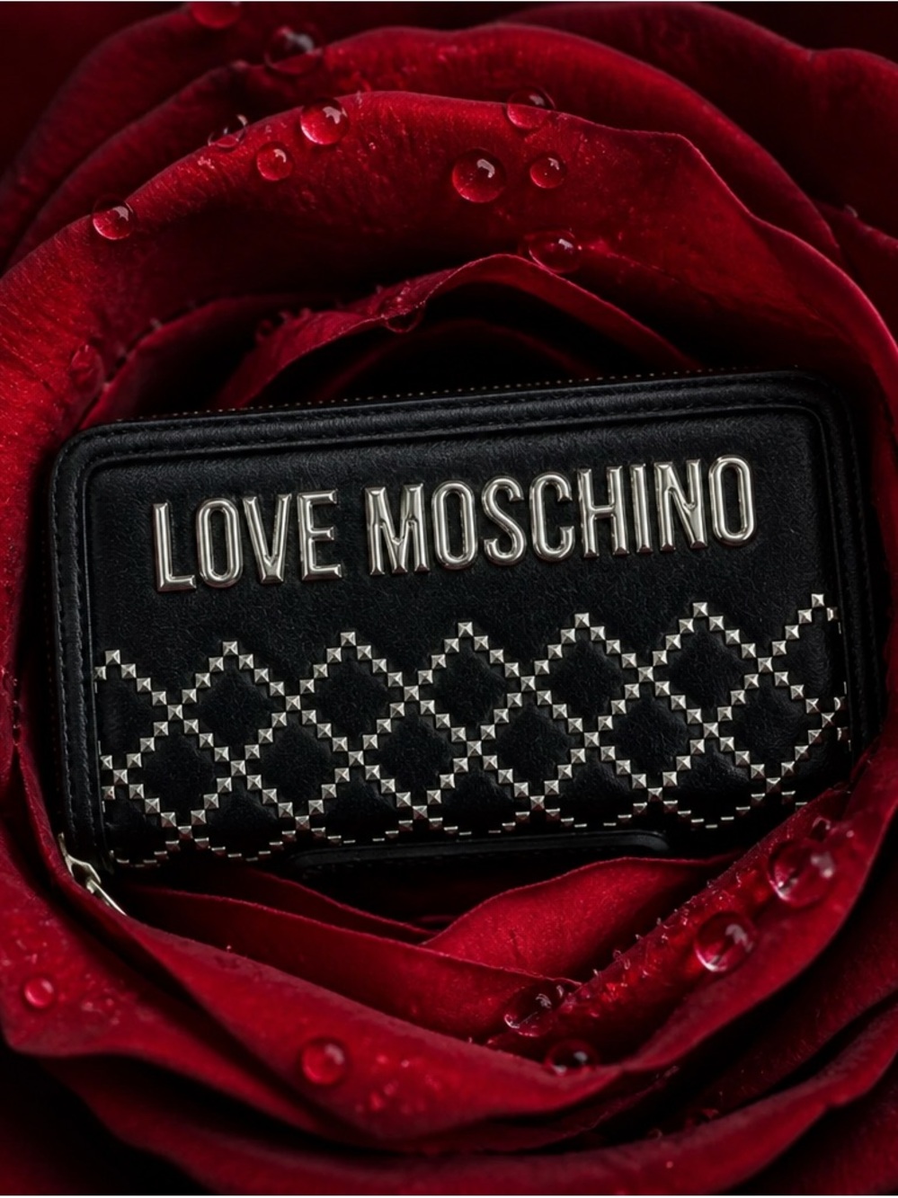 Love Moschino Black Wallet with Silver Stud Detail